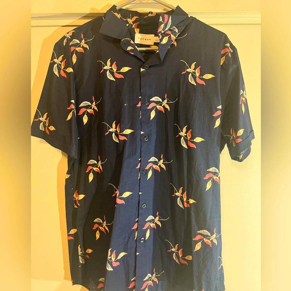 Topman leaf print short sleeve shirt